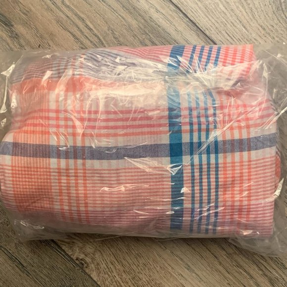 NWT LANDS' END GIRL'S COLD SHOULDER TOP SALT WASHED PINK PLAID LARGE 10-12 - Picture 7 of 7